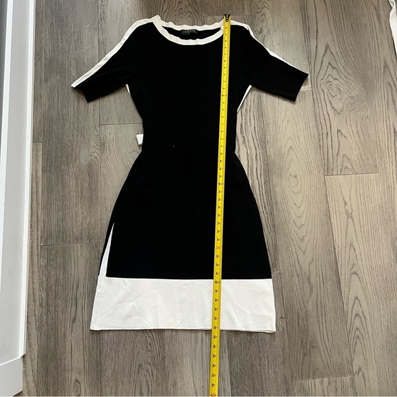 Lauren Ralph Lauren Black and White Color block Dress with Belt Size Medium - Picture 8 of 9